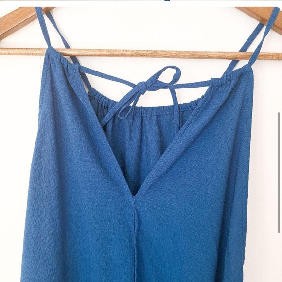 Banana Republic Blue Midi Dress Halter Ruffle Bottom tiered long XS - Picture 4 of 8